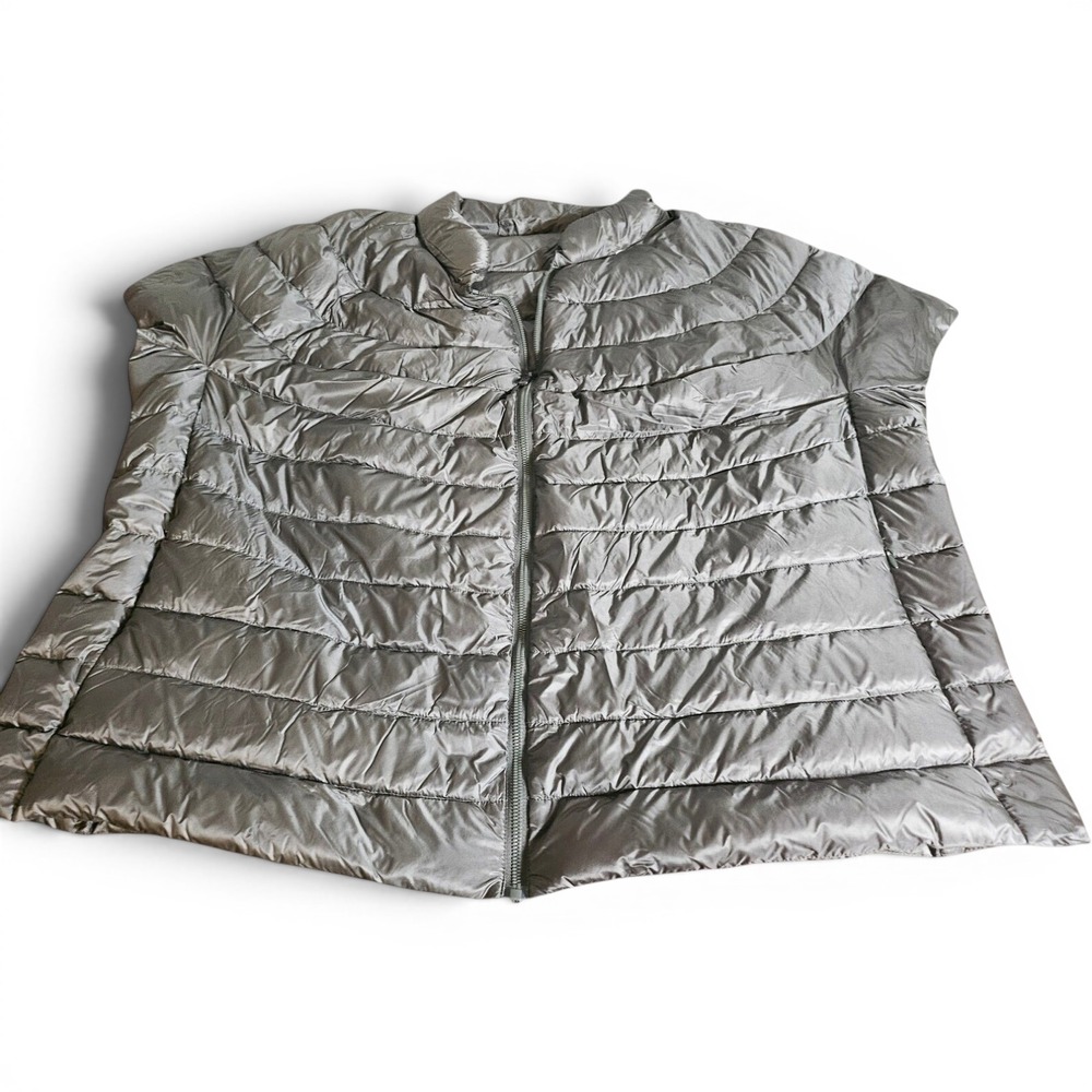 Martha Stewart Puffer Vest Women 3X Gray Down Filled Quilted Zip Up